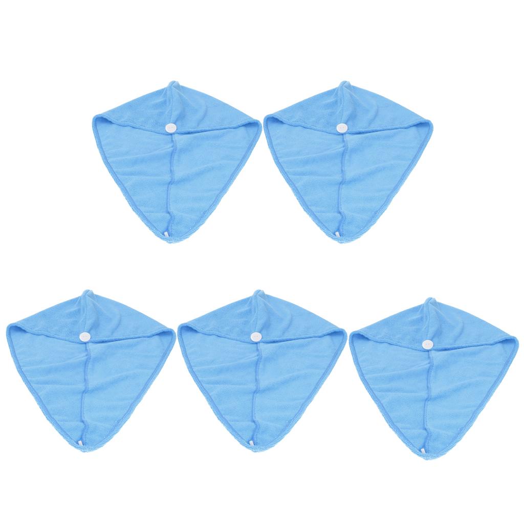 5 Stück Schnelltrocknendes Mikrofaser-Haartuch für Damen, Badezimmer, Starke Wasseraufnahme, Badetuch, Haartrockentuch, Hellblau
