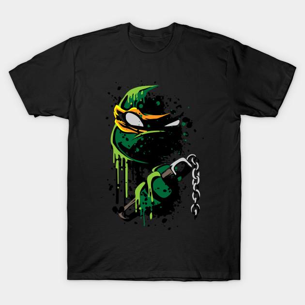 Men Black Print T-shirt Cowabunga - Mike No-Cut Transfer Paper Print Cotton Tshirt S чёрный