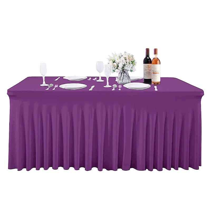 Solid Color Stretch Rectangular Table Skirt for Banquets and Conferences