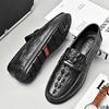 Spring and Summer Doudou Shoes Men's First Layer Cowhide Foot Cover New Korean Version Versatile British Lazy Crocodile Pattern Casual Shoes Men