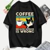 A Cat That Drinks Coffee And Works Printed T-Shirt  Soft All-Match T Shirts Cotton Casual Clothing Crewneck Oversize Top