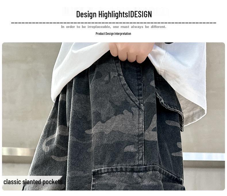 Boys' Cool Camo Pants - 2026 New Style, Straight Loose Fit, Versatile Autumn Wear