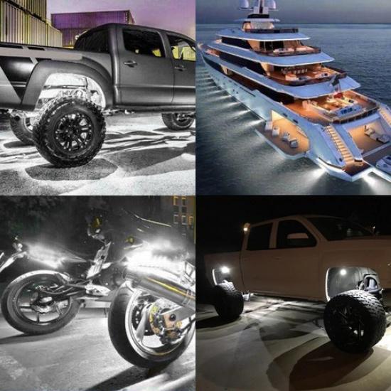 LED Rock White 8Pods Underbody Light FIT UTV Boat ATV WATERPROOF JEEP Truck CSP