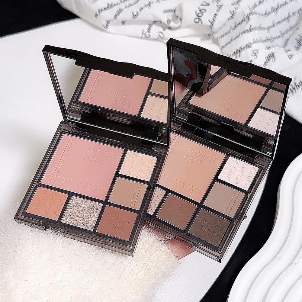 Gradient eyeshadow palette, atmosphere, eyeshadow, high-gloss, repairing blush, all-in-one multi-function integrated palette