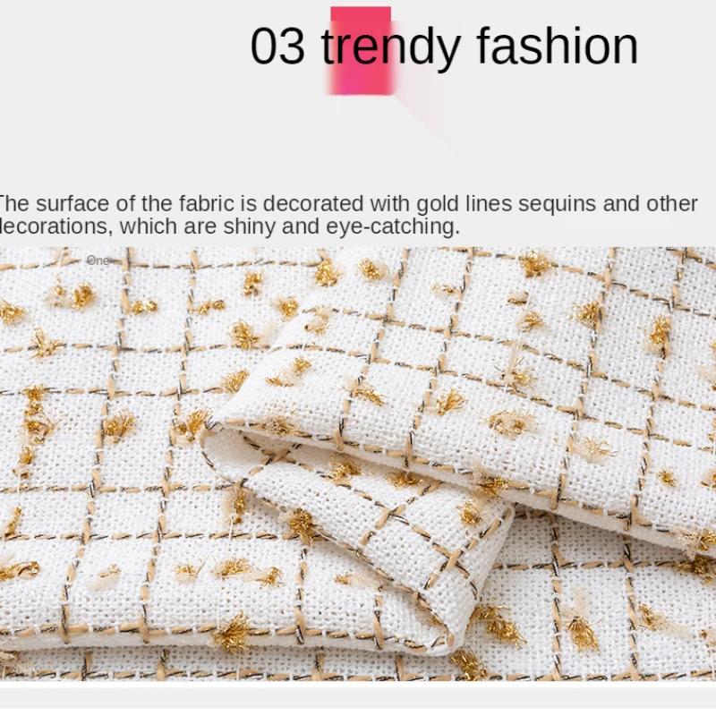 Thicken Tweed Fabric  for Vest Coat  Dress Clothing DIY Sewing Sequins Woolen Cloth Black White Red Blue By Half A Meter Winter