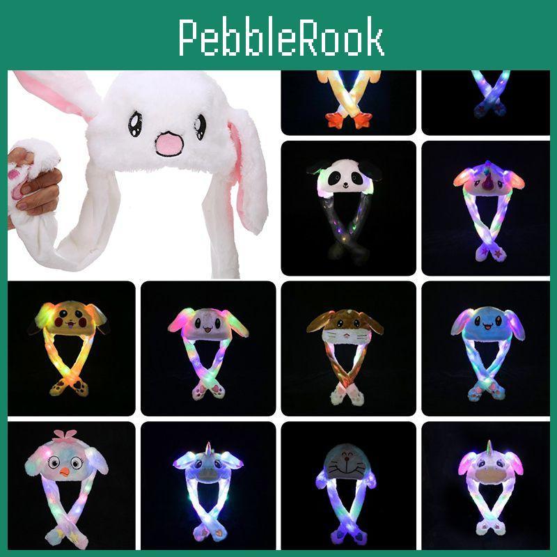 Adorable Cartoon Rabbit Women's Hat With Plush Moving Bunny Ears And Light-up Earflaps