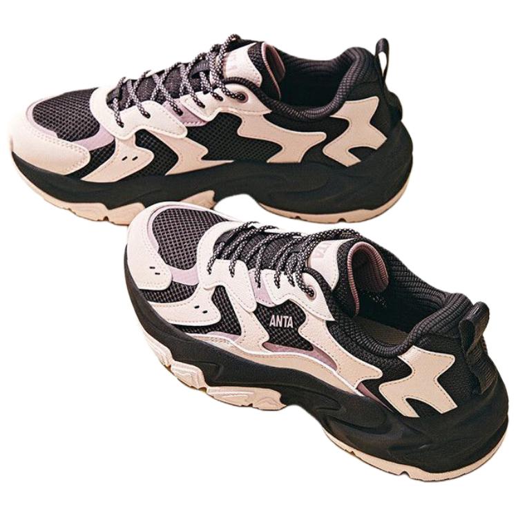 Anta Star Sea 2.0 Minimalistische Mode Stoßdämpfend Rutschfest Atmungsaktiv Low-Top Dad Shoes Damen Sneaker Braun Rosa Weiß 922538839-4