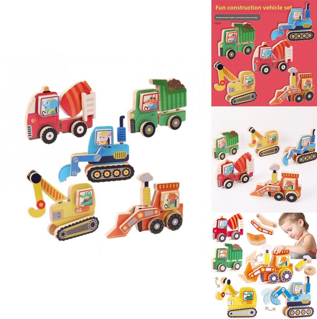 Wooden Childrens Educational Puzzle With Cartoon Vehicles For Early Learning And Cognitive Development