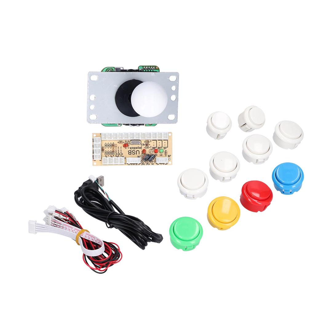 DIY Games Console Kit Single Electroplating Rocker LED Buttons Set for Arcade Games ConsoleSingle Set White