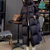 Hooded down jacket women's medium and long winter new thickened knee small fashion loose warm jacket