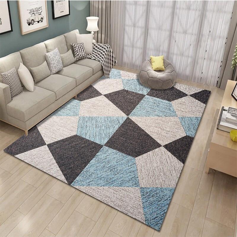 Nordic Abstract Geometry Printing Large Carpet Anti-slip and Wear-resistant Soft Mat for Living Room Bedroom Rug Easy To Clean