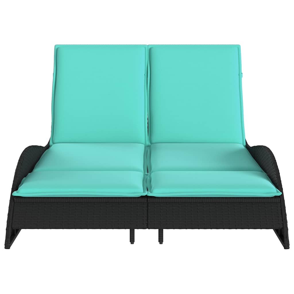 Black Sun Lounger with Cushions 114 x 205 x 73 cm Poly Rattan