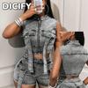 DICFY Women's Vintage Casual Solid Color Print Sleeveless Jackets & Coats