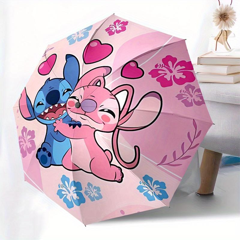Stitch,Angel Automatic Umbrella   Tri Fold Portable Umbrella, Best Holiday Gift for Men and Women, Durable Iron Frame, Playful Design, Sturd