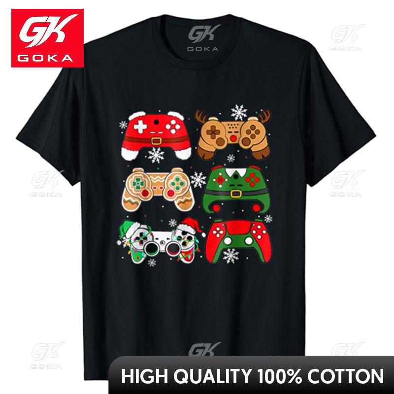 Boys Christmas Shirt Santa Elf Gaming Controllers Gamer Xmas TShirt Family Matching Holiday Clothes Sons Nephews Husband Gifts S