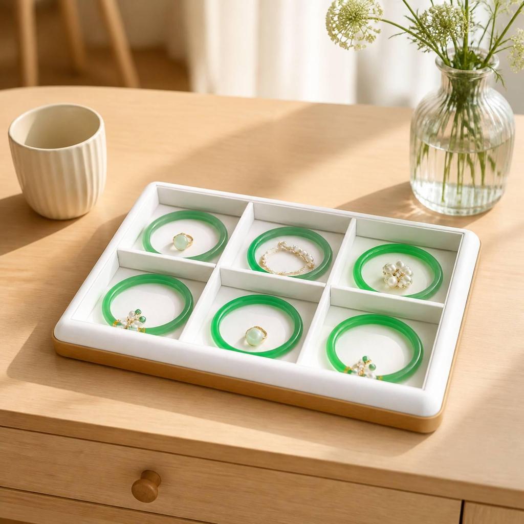 Soft PU Jewelry Display Tray Sleek Rectangular with Raised Border