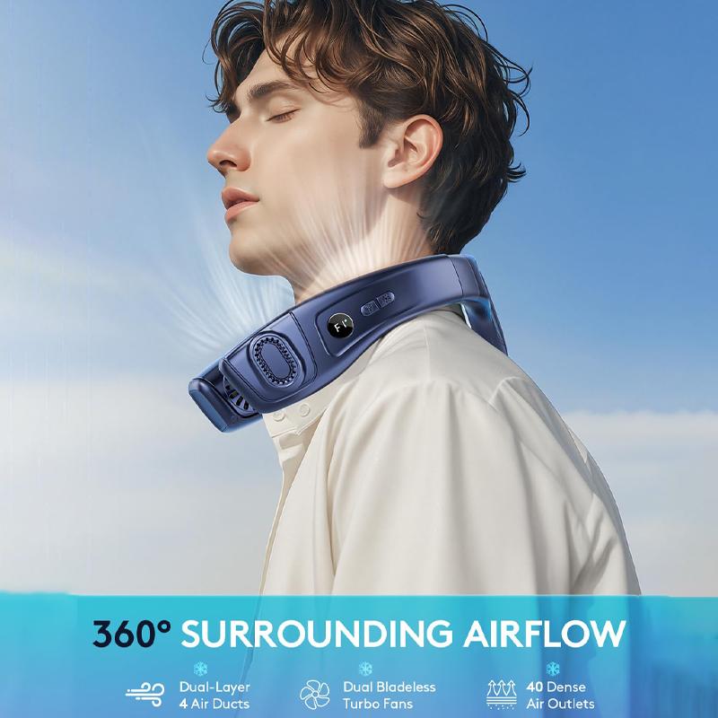 Portable Neck Air Conditioner, Upward and Downward Back Airflow Wearable Fan, Large Cooling Plate, 6000mAh Battery, Lightweight