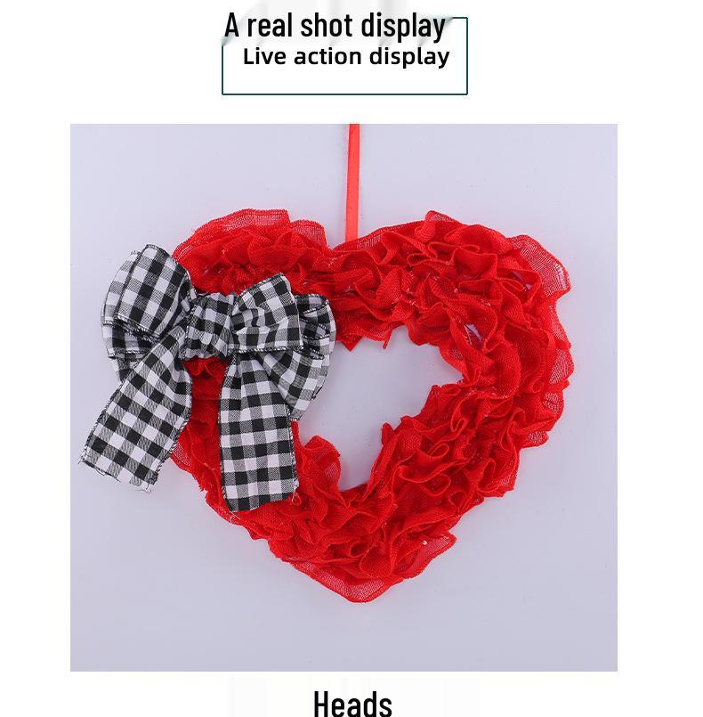 Red Roses Heart-Shaped Mother's Day Wreath - Fabric Door Decoration for Spring Festivities