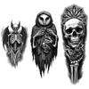 3 Stück Temporäre Tattoos Realistische Temporäre Tattoos Skelettkauz Schädel Mit Schlange Mechanischer Schädel Für Oberschenkel Arme Frauen