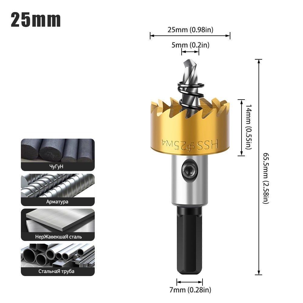 Cobalt Titanium Coated Hole Saw Kit – High-Speed Steel Opening Tool for Metal, Stainless Steel, Aluminum & Iron Sheet