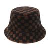 Ladies autumn and winter foreign trade new winter black and white plaid basin hat outdoor shading warm hat fashion bucket hat trend