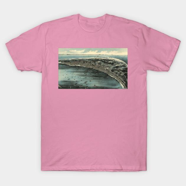T-shirt Donna Vintage Mappa Pittorica di Provincetown 1910 Stampa Harajuku Kawaii T-shirt Estiva Manica Corta Maglietta Donna Top