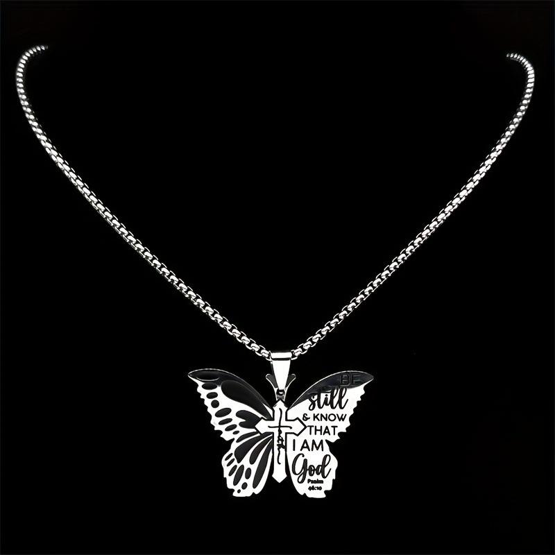 New Flat Colorful Butterfly Necklace Titanium Steel Jewelry Accessories
