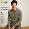 FIRS Men's Long-Sleeve Embroidered Half-Zip Polo Shirt