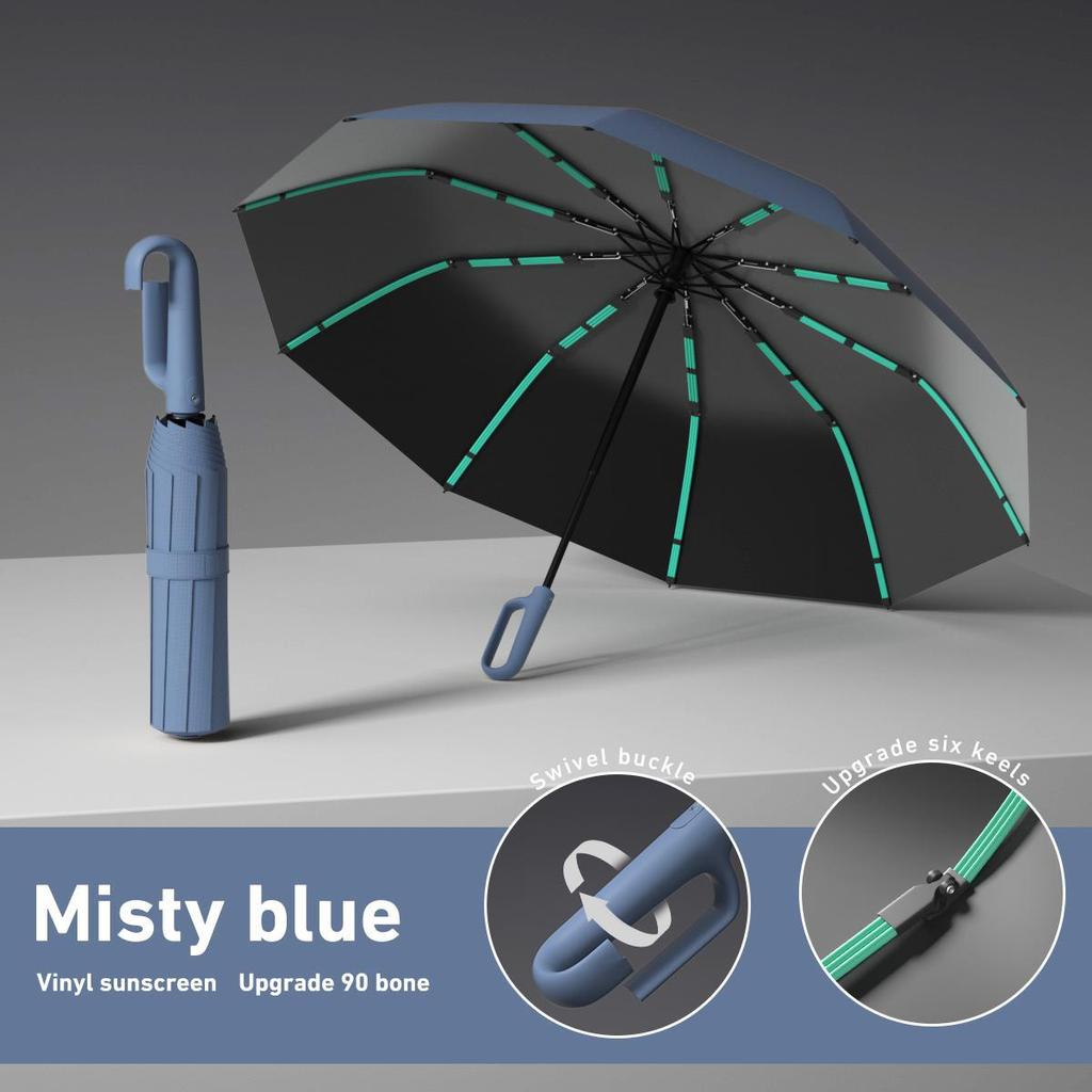 Buckle folding umbrella 11 bone sunscreen men's business umbrella, automatic hook umbrella outdoor large umbrella wholesale
