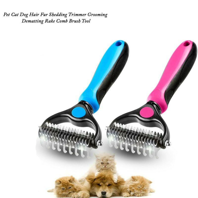 Premium Pet Grooming Comb Brush For Dematting And Undercoat Dual Head Stainless Steel Design For Long And Thick Hair