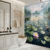 Enchanting Lotus Pond Bath Curtain - Serene Water Lilies & Mountain View,Waterproof Home Decor Adds Tranquility To Your Bathroom