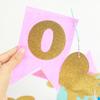 Prince Princess ONE Gold Glitter Bunting Banner Garlands 1st Birthday Party Decor Hanging Flag