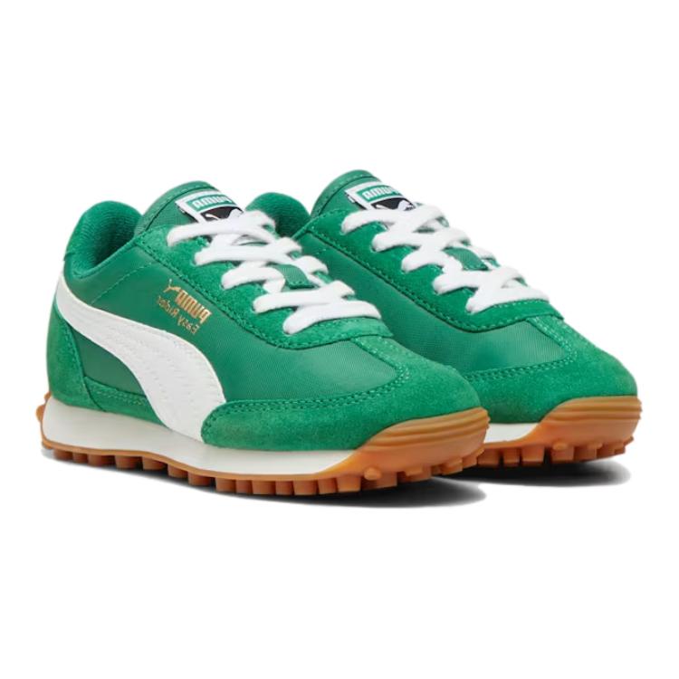 New PUMA Easy Rider Slip Resistant, Abrasion Resistant, Lightweight Low Top Kids' Running Shoes White Green Kids' 399372-03