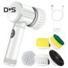 Electric Spin Brush Cordless High Torque Handheld Rotary Brush Tub Shower Tile Floor Scrubber with 5 Replaceable Heads