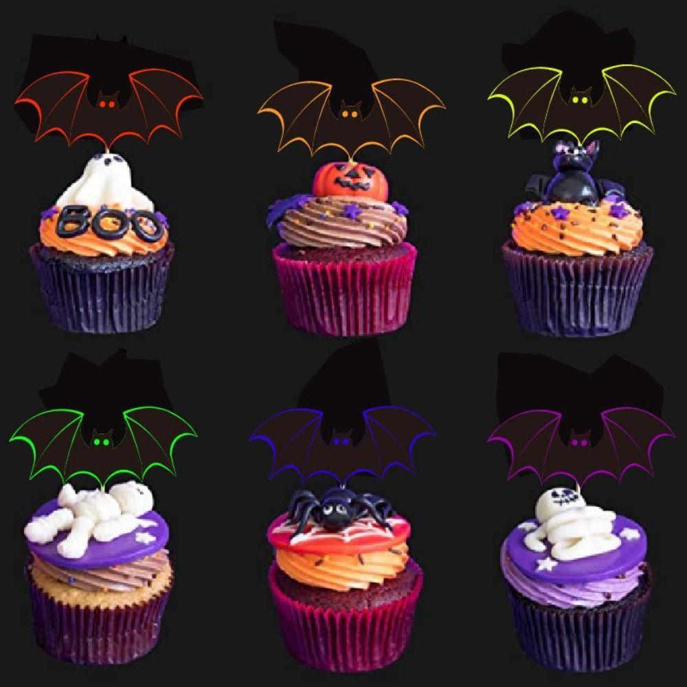 Spider Ghost Pumpkin Cake Insertion Card Paper Cake Flags Halloween Fluorescent Flag  Bar