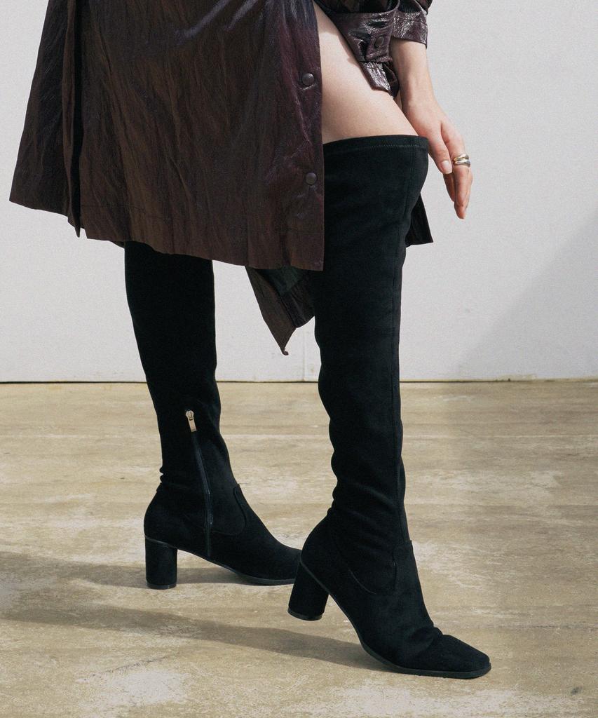 Moodnight Nora Span Knee-High Boots Suede - 3 Colors 6.5Cm Suede Spandex Knee-High Boots