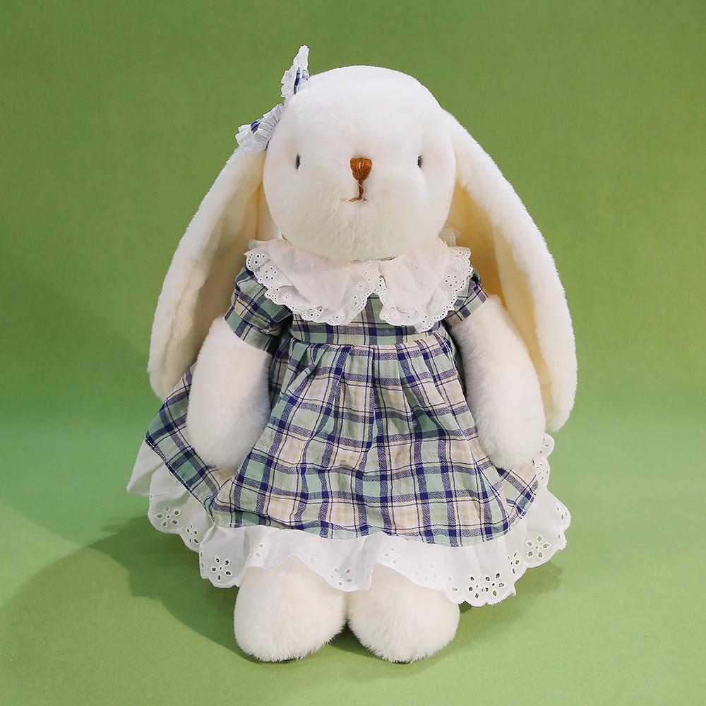 Plush Rabbit Toy With Bow And Dress Decoration Fur For Kids Birthday Gift