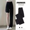 Plus Size Women's Black Drape Wide-Leg Trousers - Summer Casual Fit for Pear-Shaped Bodies