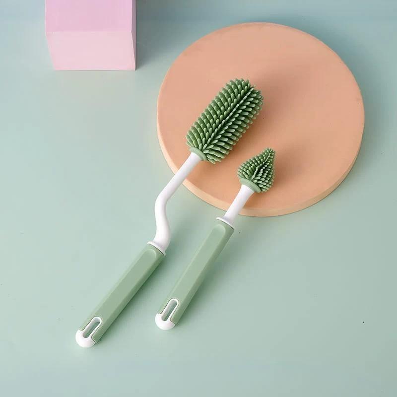 Silicone Rotating Baby Bottle and Nipple Brush Set