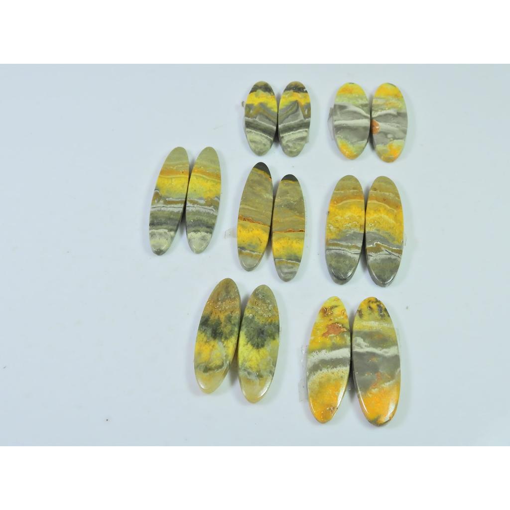 26-32 MM Natural Bumble Bee Jasper Pair Oval Cabochon Gemstone 7 Pair Lot C-746