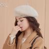 Beret children's autumn and winter face small painter hat trendy new big head circumference rabbit hair knitted newsboy hat