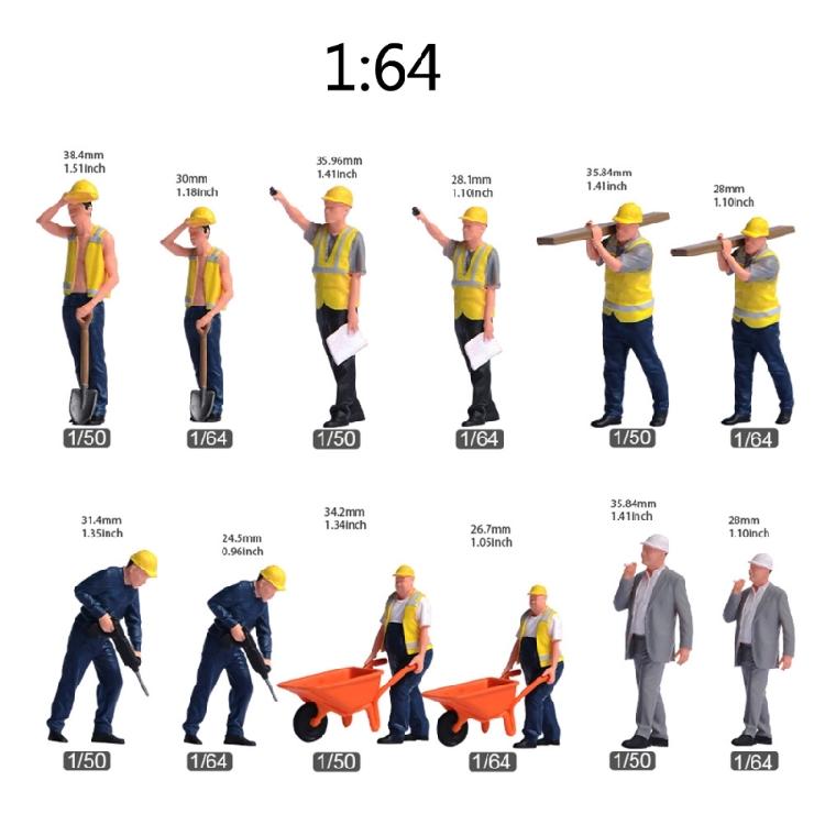 Realistic Building Site Worker Statues 1:64 Scale Resin Models Creative Projects Accessory For Collectors And Hobbyists