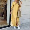 2025 European & American Women's Spring/Summer Fashion Print Maxi Shirt Dress
