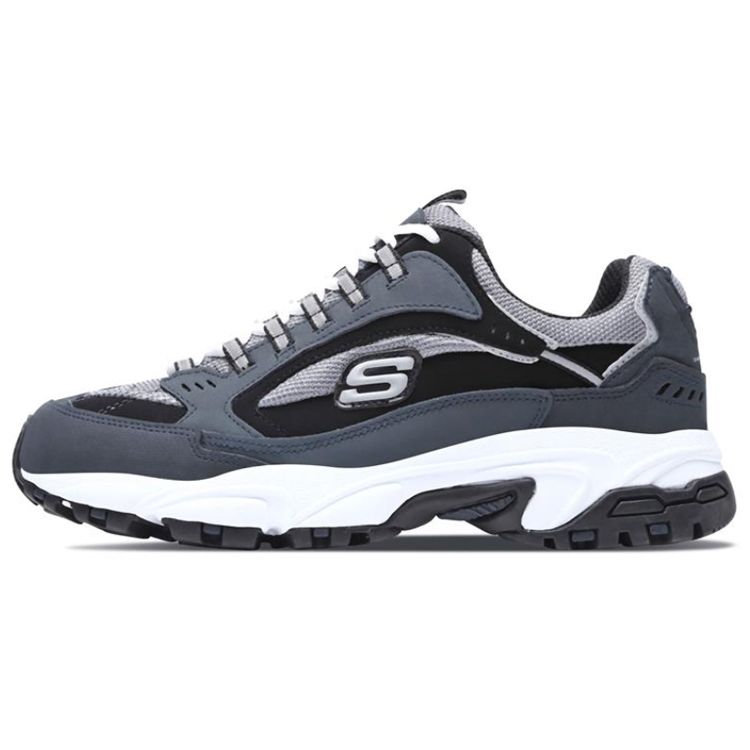 Skechers Men's Black Stamina Mesh Fabric Comfortable Versatile Shock Absorbing Durable Breathable Low Top Dad Shoes Sneaker 51286-Nvbk Cm