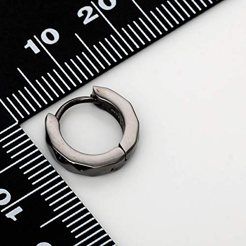 LION HEART Men's Single Hoop Earrings, Stainless Steel, Hypoallergenic, Black, Perfect for Boyfriends, Simple Design