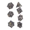7pcs Metal Polyhedral Dice Pattern Engraved Game Props Brass Metal Dice for Board Games Role Play