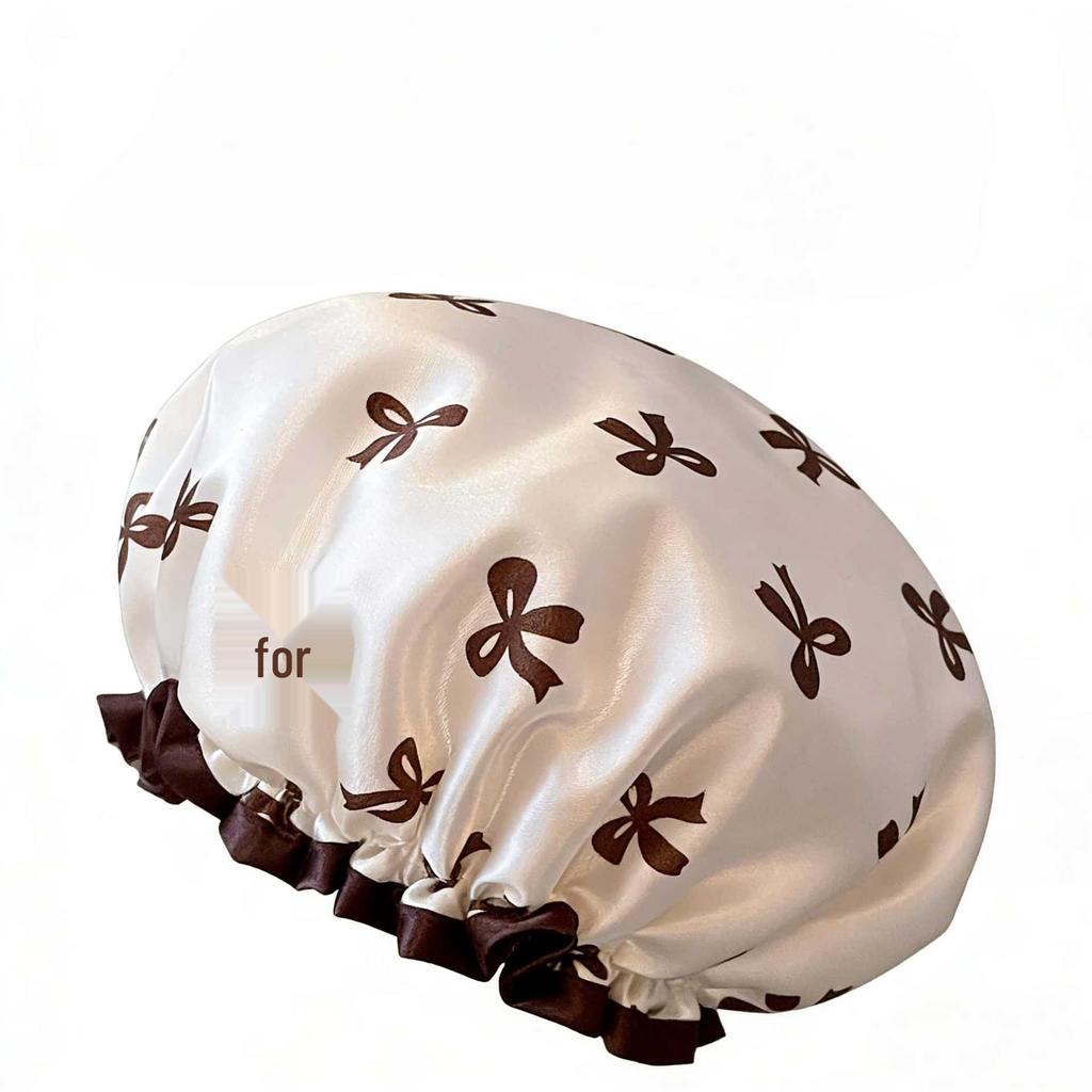 Double-Layer Waterproof Shower Cap: Thick, Dustproof, Oil-Proof Bath Cap for Women