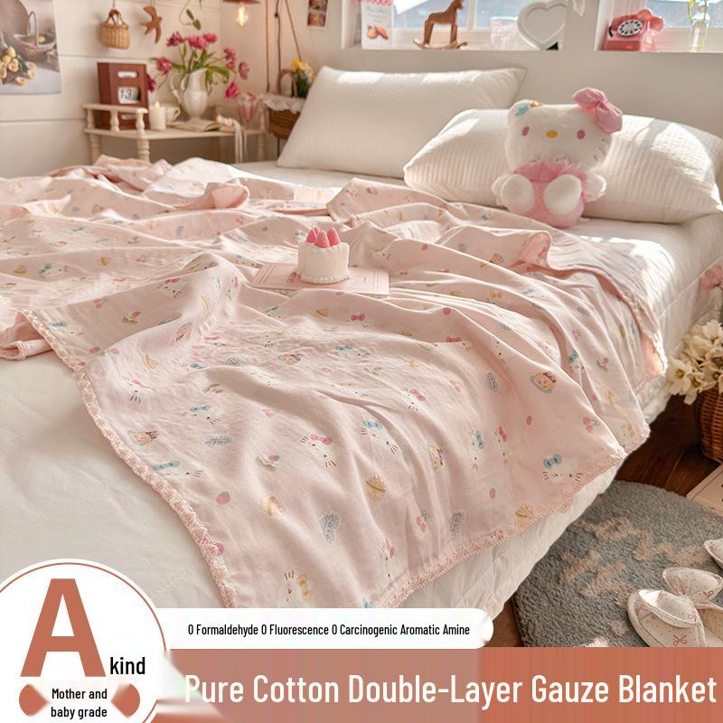 Pure Cotton Double Layer Gauze Summer Blanket for Kids and Adults