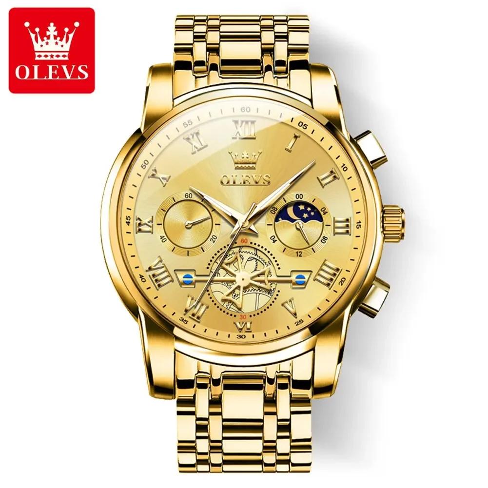 OLEVS 2859 Klassische Römische Skala Wasserdichte Armbanduhren Herren Luxus Original Quarz Uhr für Herren Leuchtendes Chronograph Relojes