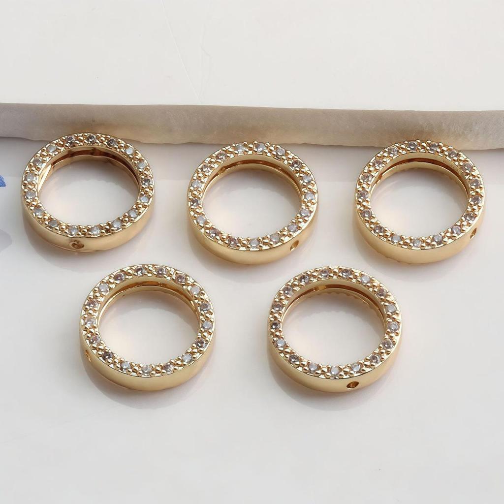 14K Gold Filled Zircon Spacer Beads for DIY Jewelry - Circle Bead Components for Bracelets & Necklaces
